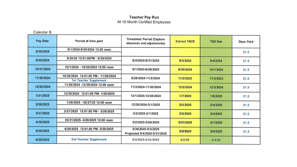 24-25 Payroll Calendar Teacher